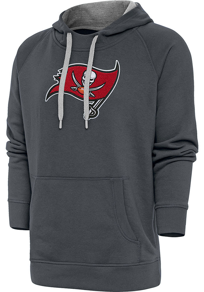 Antigua Tampa Bay Buccaneers Charcoal Chenille Logo Victory Long Sleeve Hoodie, Charcoal, 52% Cot / 48% Poly, Size 5XL, Rally House