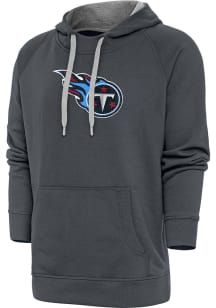 Antigua Tennessee Titans Mens Charcoal Chenille Logo Victory Long Sleeve Hoodie
