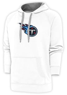 Antigua Tennessee Titans Mens White Chenille Logo Victory Long Sleeve Hoodie