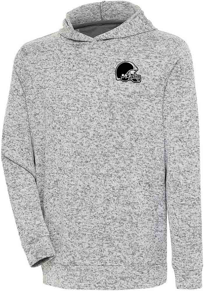 Antigua Cleveland Browns Mens Grey Metallic Logo Absolute Long Sleeve Hoodie