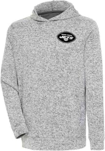 Antigua New York Jets Mens Grey Metallic Logo Absolute Long Sleeve Hoodie