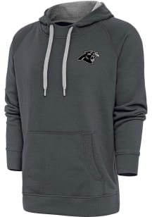 Antigua Carolina Panthers Mens Charcoal Metallic Logo Victory Long Sleeve Hoodie