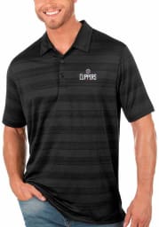 Antigua Los Angeles Clippers Mens Black Compass Short Sleeve Polo