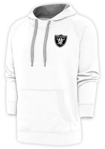 Antigua Las Vegas Raiders Mens White Metallic Logo Victory Long Sleeve Hoodie