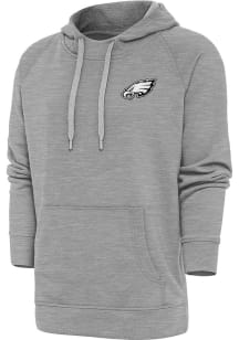 Antigua Philadelphia Eagles Mens Grey Metallic Logo Victory Long Sleeve Hoodie