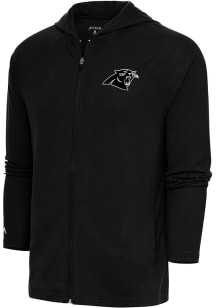 Antigua Carolina Panthers Mens Black Metallic Logo Legacy Long Sleeve Full Zip Jacket