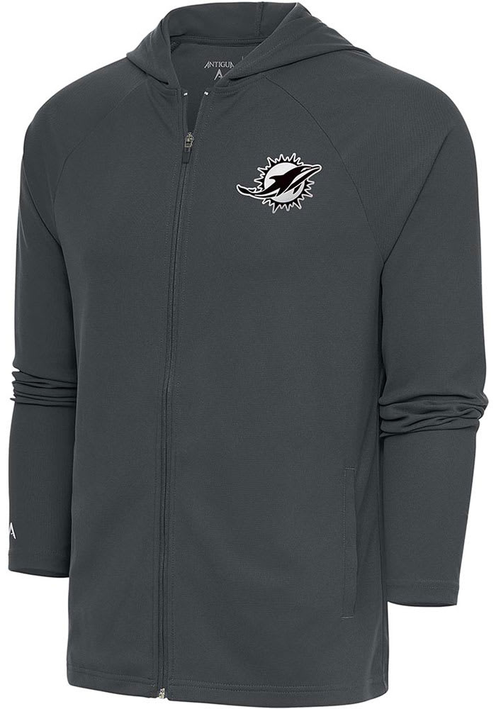 Antigua Miami Dolphins Black Legacy Long Sleeve Full Zip Jacket, Black, 100% POLYESTER, Size XL, Rally House