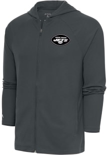 Antigua New York Jets Mens Black Metallic Logo Legacy Long Sleeve Full Zip Jacket