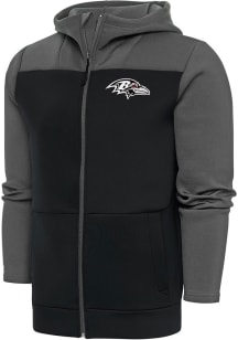 Antigua Baltimore Ravens Mens Grey Metallic Logo Protect Long Sleeve Full Zip Jacket
