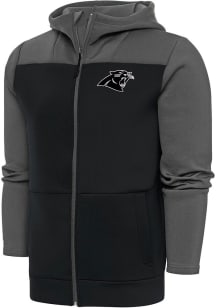 Antigua Carolina Panthers Mens Grey Metallic Logo Protect Long Sleeve Full Zip Jacket