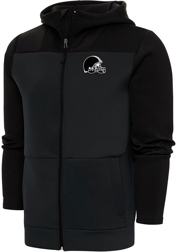 Antigua Cleveland Browns Mens Black Metallic Logo Protect Long Sleeve Full Zip Jacket