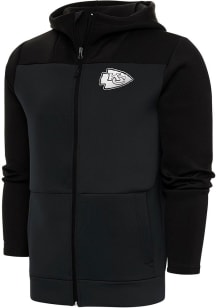 Antigua Kansas City Chiefs Mens Black Metallic Logo Protect Long Sleeve Full Zip Jacket