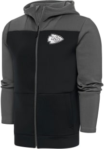 Antigua Kansas City Chiefs Mens Grey Metallic Logo Protect Long Sleeve Full Zip Jacket