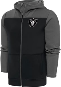 Antigua Las Vegas Raiders Mens Grey Metallic Logo Protect Long Sleeve Full Zip Jacket
