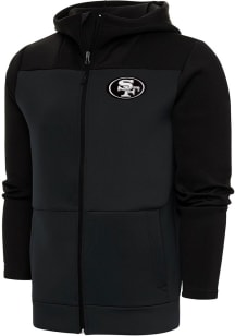 Antigua San Francisco 49ers Mens Black Metallic Logo Protect Long Sleeve Full Zip Jacket
