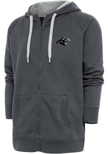 Antigua Carolina Panthers Mens Charcoal Metallic Logo Victory Long Sleeve Full Zip Jacket