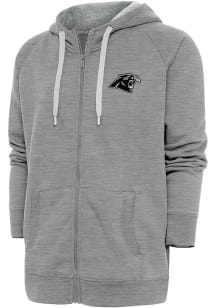 Antigua Carolina Panthers Mens Grey Metallic Logo Victory Long Sleeve Full Zip Jacket