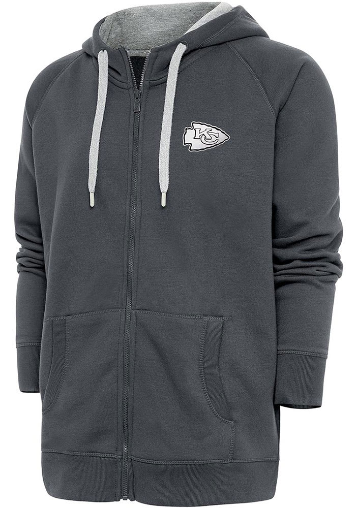 Men's Antigua Heather Gray Kansas City Chiefs Victory Pullover Hoodie Size: Large