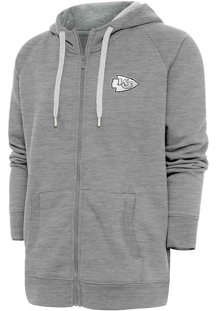 Antigua Kansas City Chiefs White Metallic Logo Victory Long Sleeve Full Zip Jacket, White, 52% Cot / 48% Poly, Size 2XL, Rally House