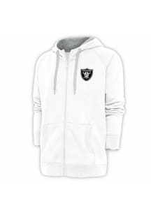 Antigua Las Vegas Raiders Mens White Metallic Logo Victory Long Sleeve Full Zip Jacket