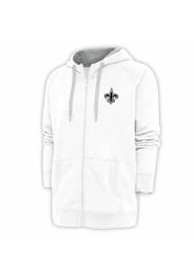 Antigua New Orleans Saints Mens White Metallic Logo Victory Long Sleeve Full Zip Jacket