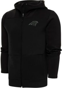 Antigua Carolina Panthers Mens Black Tonal Logo Protect Long Sleeve Full Zip Jacket
