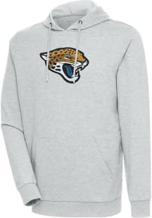 Antigua Jacksonville Jaguars Mens Grey Chenille Logo Action Long Sleeve Hoodie
