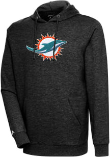 Antigua Miami Dolphins Mens Black Chenille Logo Action Long Sleeve Hoodie