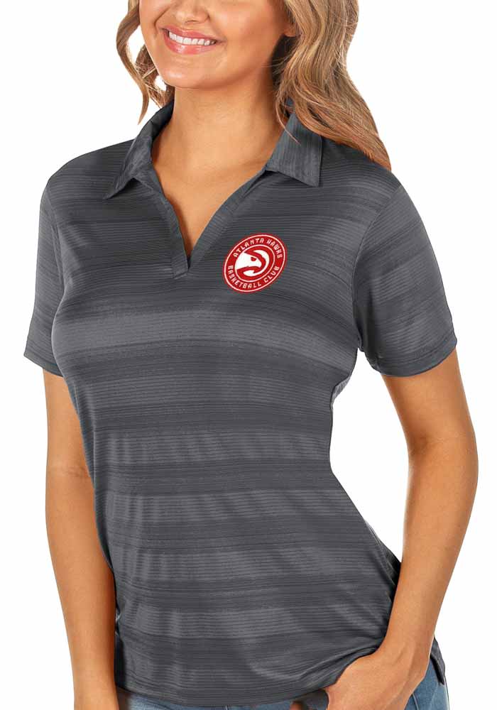 Antigua Atlanta Hawks Womens Grey Compass Short Sleeve Polo Shirt