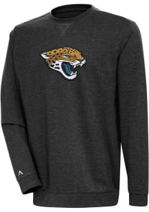Antigua Jacksonville Jaguars Mens Black Chenille Logo Reward Long Sleeve Crew Sweatshirt
