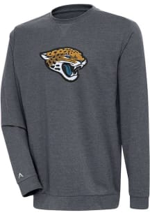 Antigua Jacksonville Jaguars Mens Charcoal Chenille Logo Reward Long Sleeve Crew Sweatshirt