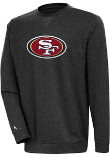Antigua San Francisco 49ers Mens Black Chenille Logo Reward Long Sleeve Crew Sweatshirt