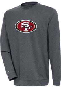 Antigua San Francisco 49ers Mens Charcoal Chenille Logo Reward Long Sleeve Crew Sweatshirt