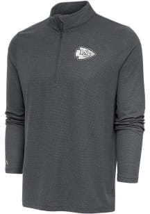 Antigua Kansas City Chiefs Mens Charcoal Metallic Logo Epic Long Sleeve 1/4 Zip Pullover