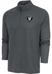 Antigua Las Vegas Raiders Mens Charcoal Metallic Logo Epic Long Sleeve 1/4 Zip Pullover