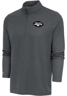 Antigua New York Jets Mens Charcoal Metallic Logo Epic Long Sleeve 1/4 Zip Pullover