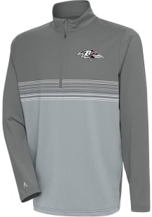 Antigua Baltimore Ravens Mens Grey Metallic Logo Pace Long Sleeve 1/4 Zip Pullover