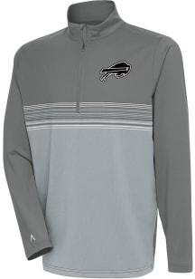 Antigua Buffalo Bills Mens Grey Metallic Logo Pace Long Sleeve 1/4 Zip Pullover