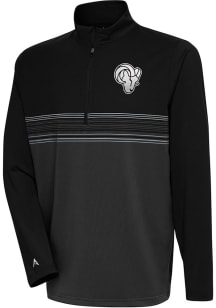 Antigua Los Angeles Rams Mens Black Metallic Logo Pace Long Sleeve 1/4 Zip Pullover