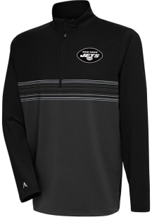 Antigua New York Jets Mens Black Metallic Logo Pace Long Sleeve 1/4 Zip Pullover