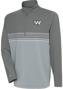 Antigua Washington Commanders Mens Grey Metallic Logo Pace Long Sleeve 1/4 Zip Pullover