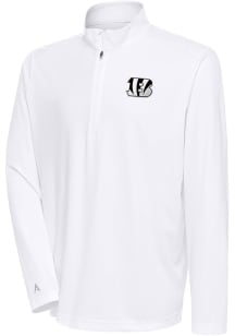 Antigua Cincinnati Bengals Mens White Tribute Polo Long Sleeve 1/4 Zip Pullover