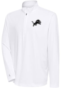 Antigua Detroit Lions Mens White Metallic Logo Tribute Long Sleeve 1/4 Zip Pullover