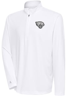 Antigua Jacksonville Jaguars Mens White Metallic Logo Tribute Long Sleeve 1/4 Zip Pullover