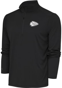 Antigua Kansas City Chiefs Mens Grey Metallic Logo Tribute Long Sleeve 1/4 Zip Pullover
