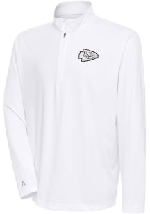 Antigua Kansas City Chiefs Mens White Metallic Logo Tribute Long Sleeve 1/4 Zip Pullover