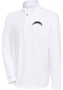 Antigua Los Angeles Chargers Mens White Metallic Logo Tribute Long Sleeve 1/4 Zip Pullover