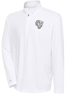 Antigua Los Angeles Rams Mens White Metallic Logo Tribute Long Sleeve 1/4 Zip Pullover