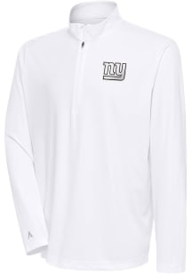 Antigua New York Giants Mens White Metallic Logo Tribute Long Sleeve 1/4 Zip Pullover