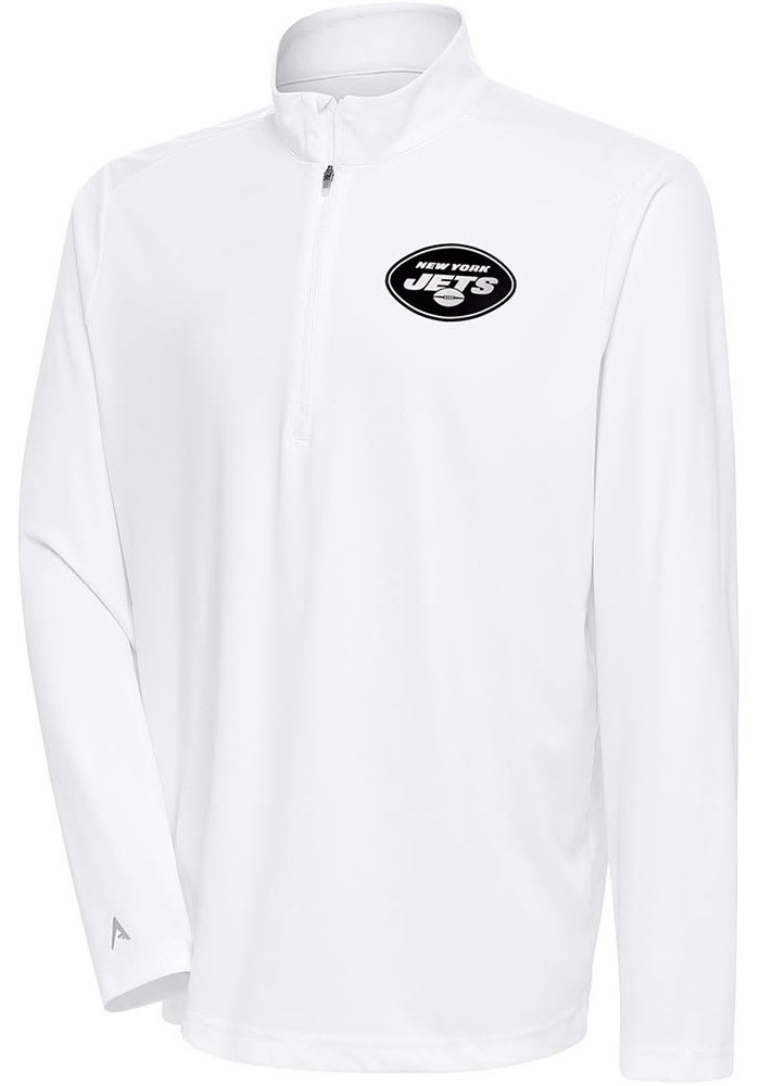 Antigua New York Jets Women's White Metallic Logo Tribute 1/4 Zip Pullover, White, 100% POLYESTER, Size S, Rally House